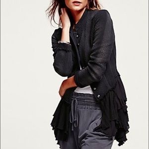 Free People Military Ruffle Blazer